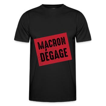 Macron dégage français en colère révolte populaire - T-shirt sport Homme - noir - Devant - AI Model Male 178 dark (178cm)