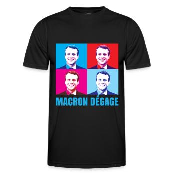 Macron dégage français en colère révolte citoyenne - T-shirt sport Homme - noir - Devant - AI Model Male 178 dark (178cm)