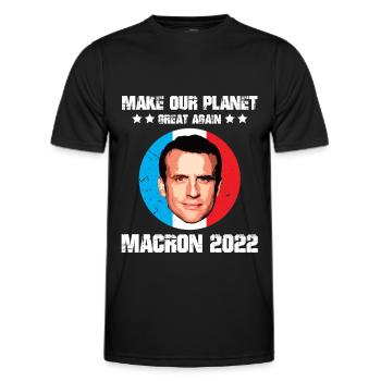 Make our planet great again macron ecologist english - Men's Functional T-Shirt - black - Front - AI Model Male 178 dark (178cm)