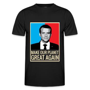 Make our planet great again macron retro support - Men's Functional T-Shirt - black - Front - AI Model Male 178 dark (178cm)