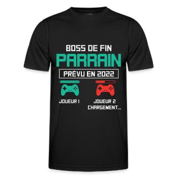 Annonce grossesse demande parrain originale geek - T-shirt sport Homme - noir - Devant - AI Model Male 178 dark (178cm)