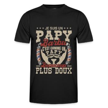 Je suis un papy barbu normal fans barbe - T-shirt sport Homme - noir - Devant - AI Model Male 178 dark (178cm)