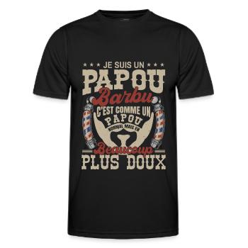 Je suis un papou barbu normal fans barbe - T-shirt sport Homme - noir - Devant - AI Model Male 178 dark (178cm)