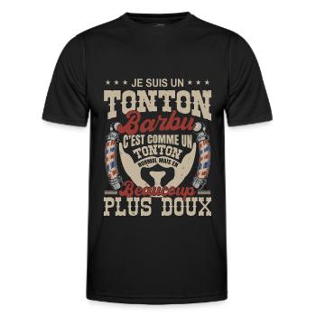 Je suis un tonton barbu normal fans barbe - T-shirt sport Homme - noir - Devant - AI Model Male 178 dark (178cm)
