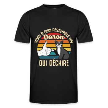 papa cadeau propriétaire chats lunettes cool - T-shirt sport Homme - noir - Devant - AI Model Male 178 dark (178cm)