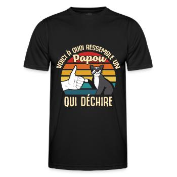 papou cadeau propriétaire chats lunettes cool - T-shirt sport Homme - noir - Devant - AI Model Male 178 dark (178cm)