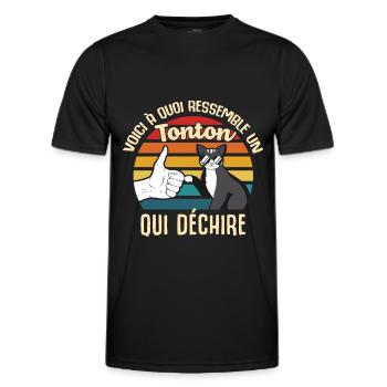 tonton cadeau propriétaire chats lunettes oncle - T-shirt sport Homme - noir - Devant - AI Model Male 178 dark (178cm)