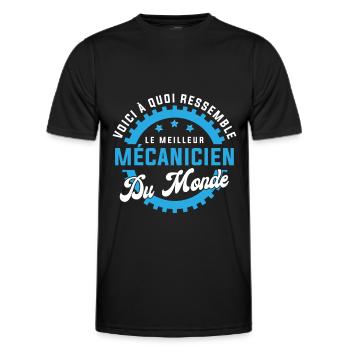 Cadeau humour meilleur mécanicien monde drôle - T-shirt sport Homme - noir - Devant - AI Model Male 178 dark (178cm)