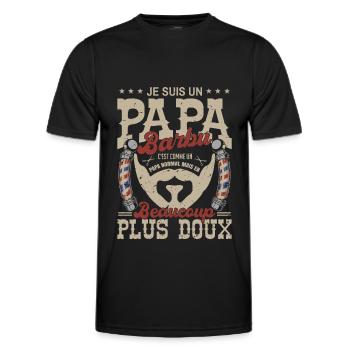 Papa barbu normal fans barbe barbier ciseaux coupe - T-shirt sport Homme - noir - Devant - AI Model Male 178 dark (178cm)
