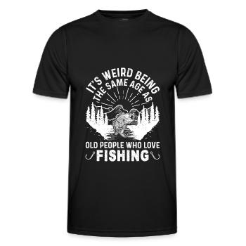 Grandfather Dad Fishing Amateur Humor Old Grandpa - Men's Functional T-Shirt - black - Front - AI Model Male 178 dark (178cm)