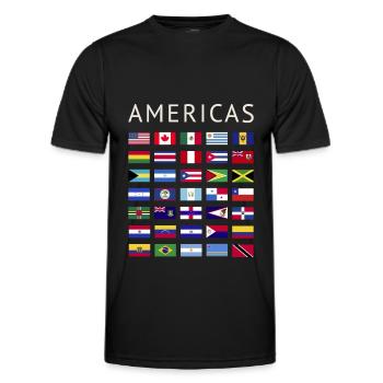 Drapeaux de pays Amérique Drapeaux nationaux d’Amérique - T-shirt sport Homme - noir - Devant - AI Model Male 178 dark (178cm)