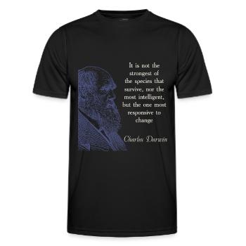 Zitieren Darwin Biologie Evolutionstheorie - Männer Funktions-T-Shirt - Schwarz - Vorne - AI Model Male 178 dark (178cm)