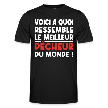 voici a quoi ressemble Le meilleur pêcheur - T-shirt sport Homme - noir - Devant - AI Model Male 178 dark (178cm)