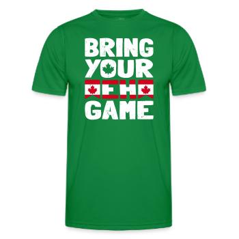 Bringen Sie Ihr Eh Game Canada Flaggensymbol nach Hause Stolz - Männer Funktions-T-Shirt - Kelly Green - Vorne - AI Model Male 178 dark (178cm)