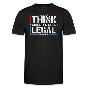 Think While It's Still Legal Critical Thinking - Men's Functional T-Shirt - black - Front - AI Model Male 178 dark (178cm)