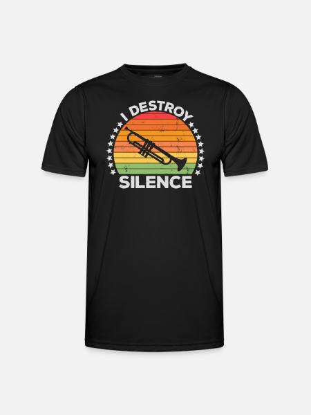 Je détruis le silence fanfare trompette trompettiste - Funktionsshirt til herrer - sort