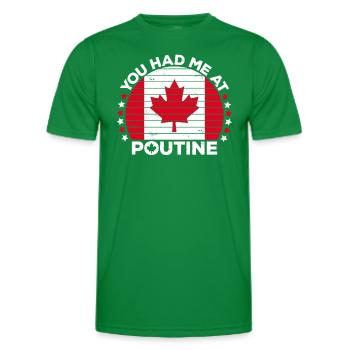 Vous m’avez eu à Poutine Canadian Fries Canada Flag - T-shirt sport Homme - vert - Devant - AI Model Male 178 dark (178cm)