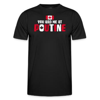 Vous m’avez eu à Poutine Canadian Fries Canada Flag - T-shirt sport Homme - noir - Devant - AI Model Male 178 dark (178cm)
