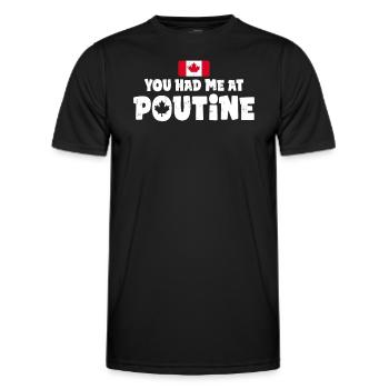 Vous m’avez eu à Poutine Canadian Fries Canada Flag - T-shirt sport Homme - noir - Devant - AI Model Male 178 dark (178cm)