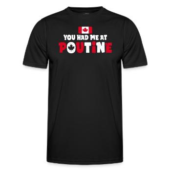 Vous m’avez eu à Poutine Canadian Fries Canada Flag - T-shirt sport Homme - noir - Devant - AI Model Male 178 dark (178cm)