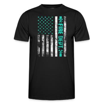 Service d’incendie Pompier Pompier Lutte contre les incendies - T-shirt sport Homme - noir - Devant - AI Model Male 178 dark (178cm)
