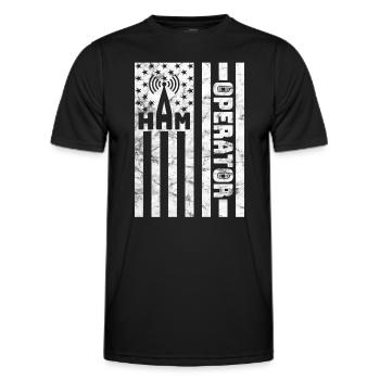 Opérateur radio amateur | Drapeau des États-Unis drôle radio amateur - T-shirt sport Homme - noir - Devant - AI Model Male 178 dark (178cm)