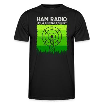 Radio amateur | C’est un sport de contact radioamateur - T-shirt sport Homme - noir - Devant - AI Model Male 178 dark (178cm)