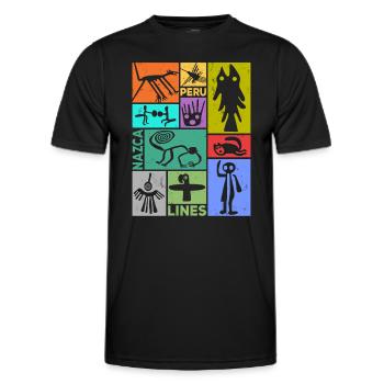 Nazca Lines | Ancient Astronaut Peru Geoglyphs - Men's Functional T-Shirt - black - Front - AI Model Male 178 dark (178cm)