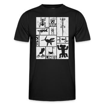 Nazca-Linien | Uralte Astronaut Peru Geoglyphen - Männer Funktions-T-Shirt - Schwarz - Vorne - AI Model Male 178 dark (178cm)