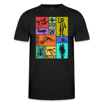 Nazca-Linien | Uralte Astronaut Peru Geoglyphen - Männer Funktions-T-Shirt - Schwarz - Vorne - AI Model Male 178 dark (178cm)