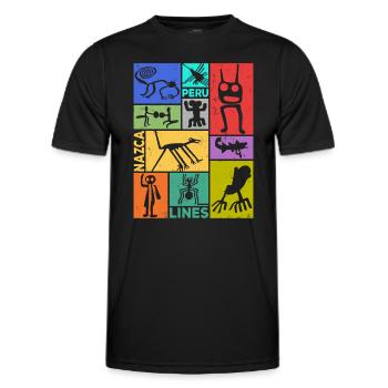 Nazca-Linien | Uralte Astronaut Peru Geoglyphen - Männer Funktions-T-Shirt - Schwarz - Vorne - AI Model Male 178 dark (178cm)