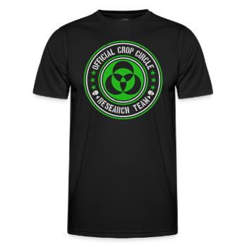 Équipe officielle de recherche sur les crop circles | Message sur l’extraterrestre - T-shirt sport Homme - noir - Devant - AI Model Male 178 dark (178cm)