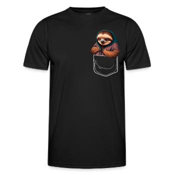 Sac de poitrine paresseux | Paresseux dans votre poche - T-shirt sport Homme - noir - Devant - AI Model Male 178 dark (178cm)
