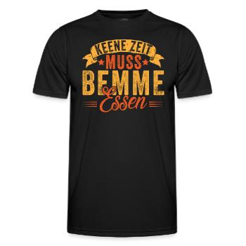 Motif saxon amusant - Dialecte de l’Allemagne de l’Est - T-shirt sport Homme - noir - Devant - AI Model Male 178 dark (178cm)