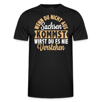 Saxon Funny - Ossi Gift - Men's Functional T-Shirt - black - Front - AI Model Male 178 dark (178cm)