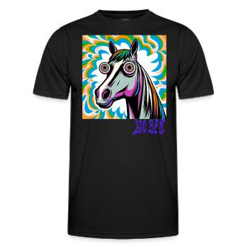 Techno Rave with Horse 200 BPM - Men's Functional T-Shirt - black - Front - AI Model Male 178 dark (178cm)