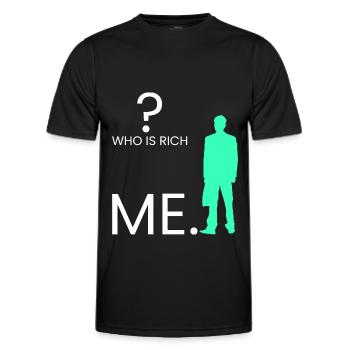 Qui est riche ? Je. - T-shirt sport Homme - noir - Devant - AI Model Male 178 dark (178cm)
