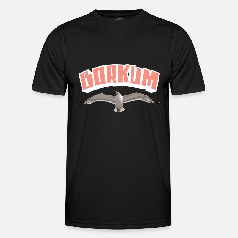 Borkum Möwe - Männer Funktions-T-Shirt - Schwarz