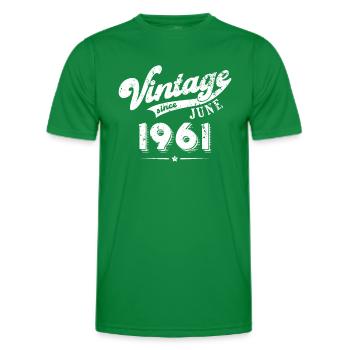 Vintage since June 1961 Birthday Gift - Men's Functional T-Shirt - kelly green - Front - AI Model Male 178 dark (178cm)