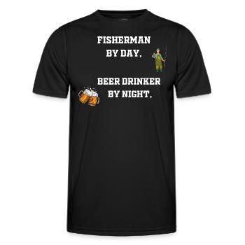 Fisherman by day, beer drinker by night - T-shirt sport Homme - noir - Devant - AI Model Male 178 dark (178cm)