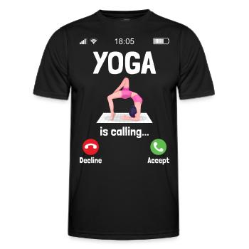 Yoga is calling Women Fitness and Gym Funny - Men's Functional T-Shirt - black - Front - AI Model Male 178 dark (178cm)