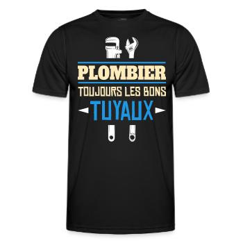 Toujours Les Bons Tuyaux - Humour Plombier - T-shirt sport Homme - noir - Devant - AI Model Male 178 dark (178cm)