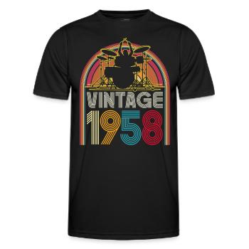 Jahrgang 1958 Musiker Schlagzeuger 65 Jahre Jubiläum - Männer Funktions-T-Shirt - Schwarz - Vorne - AI Model Male 178 dark (178cm)