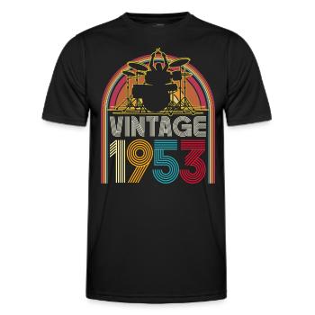 Jahrgang 1953 Musiker Schlagzeuger 70 Jahre Jubiläum - Männer Funktions-T-Shirt - Schwarz - Vorne - AI Model Male 178 dark (178cm)