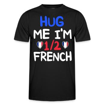 Französischer Humor Ich bin halber Franzose - Männer Funktions-T-Shirt - Schwarz - Vorne - AI Model Male 178 dark (178cm)