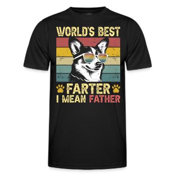 Vintage and Humorous Dog Daddy Dog Corgi - Men's Functional T-Shirt - black - Front - AI Model Male 178 dark (178cm)