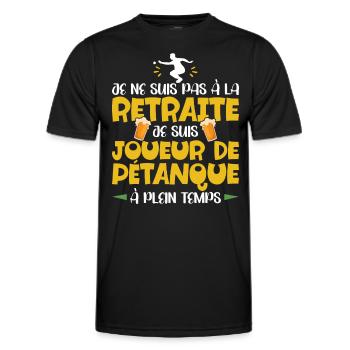 Retraité Bouliste Homme Humour Pétanque Retraite - T-shirt sport Homme - noir - Devant - AI Model Male 178 dark (178cm)