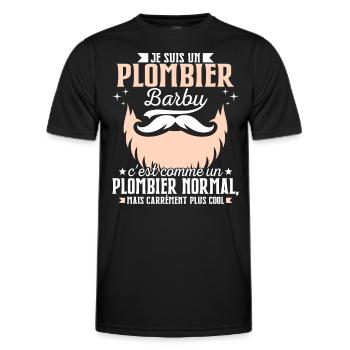 Barbe Humour Plombier Barbu - T-shirt sport Homme - noir - Devant - AI Model Male 178 dark (178cm)