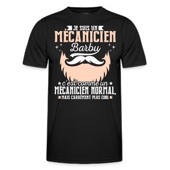 Barbe Humour Mécanicien Barbu - T-shirt sport Homme - noir - Devant - AI Model Male 178 dark (178cm)