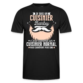 Barbe Humour Cuisinier Barbu - T-shirt sport Homme - noir - Devant - AI Model Male 178 dark (178cm)
